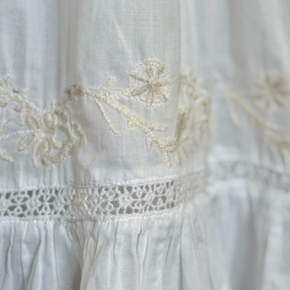 JOIE 100% Cotton Sleeveless Tiered Embroidered Long Length Midi Dress - S/M - Picture 8 of 14